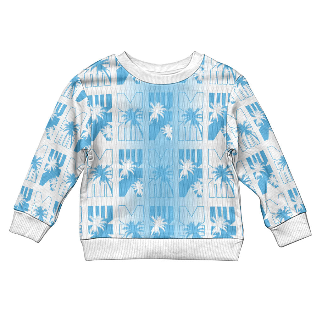 Bula Fiji Kid Ugly Christmas Sweater White Makare Masi Tapa Pattern LT05 Kid White - Polynesian Pride