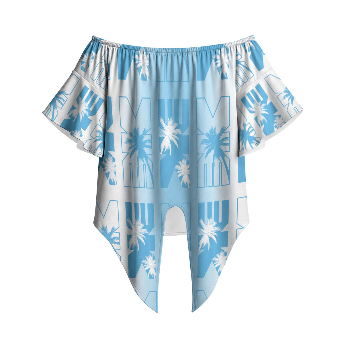 Bula Fiji Off Shoulder Wrap Waist Top White Makare Masi Tapa Pattern LT05 - Polynesian Pride