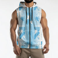 Bula Fiji Sleeveless Zip Hoodie White Makare Masi Tapa Pattern LT05 - Polynesian Pride