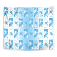 Bula Fiji Tapestry White Makare Masi Tapa Pattern LT05 - Polynesian Pride