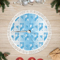 Bula Fiji Tree Skirt White Makare Masi Tapa Pattern LT05 Fringed White - Polynesian Pride