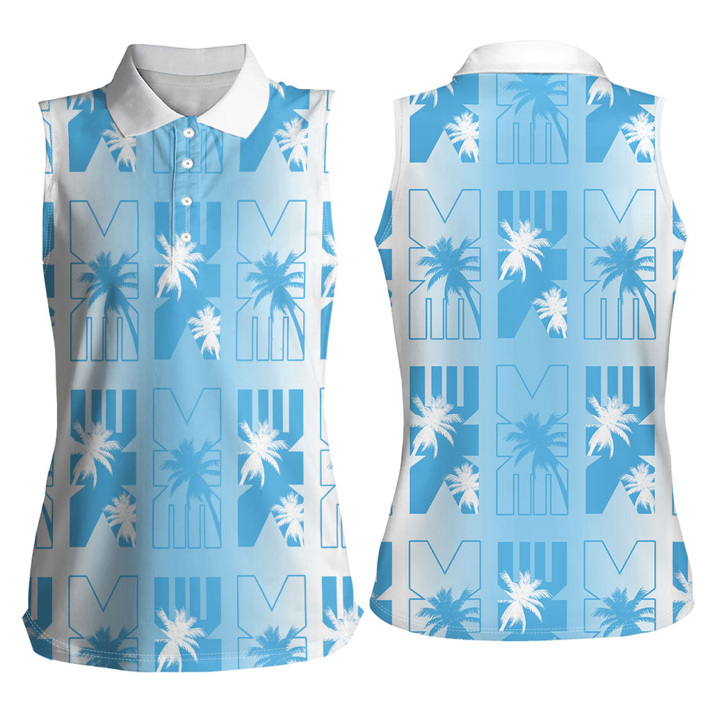 Bula Fiji Women Sleeveless Polo Shirt White Makare Masi Tapa Pattern LT05 - Polynesian Pride