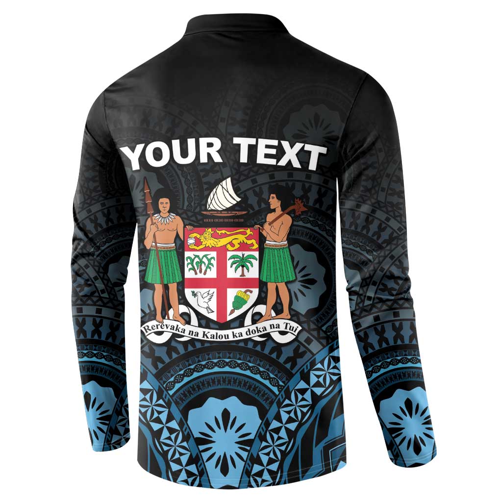 Personalised Happy Fiji Day 1970 Button Sweatshirt Flag Grunge Style LT05 - Polynesian Pride