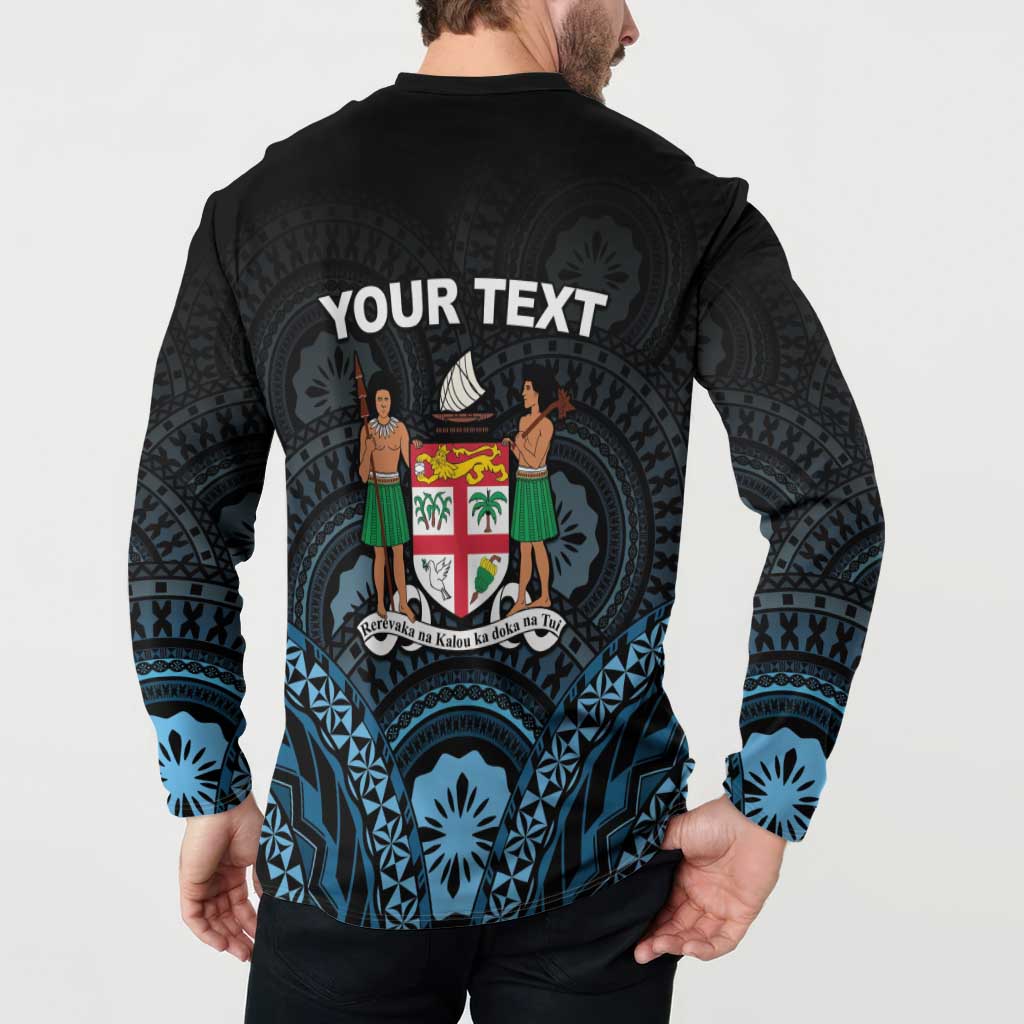 Personalised Happy Fiji Day 1970 Button Sweatshirt Flag Grunge Style LT05 - Polynesian Pride
