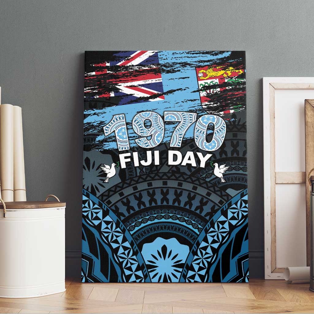 Happy Fiji Day 1970 Canvas Wall Art Flag Grunge Style LT05 - Polynesian Pride