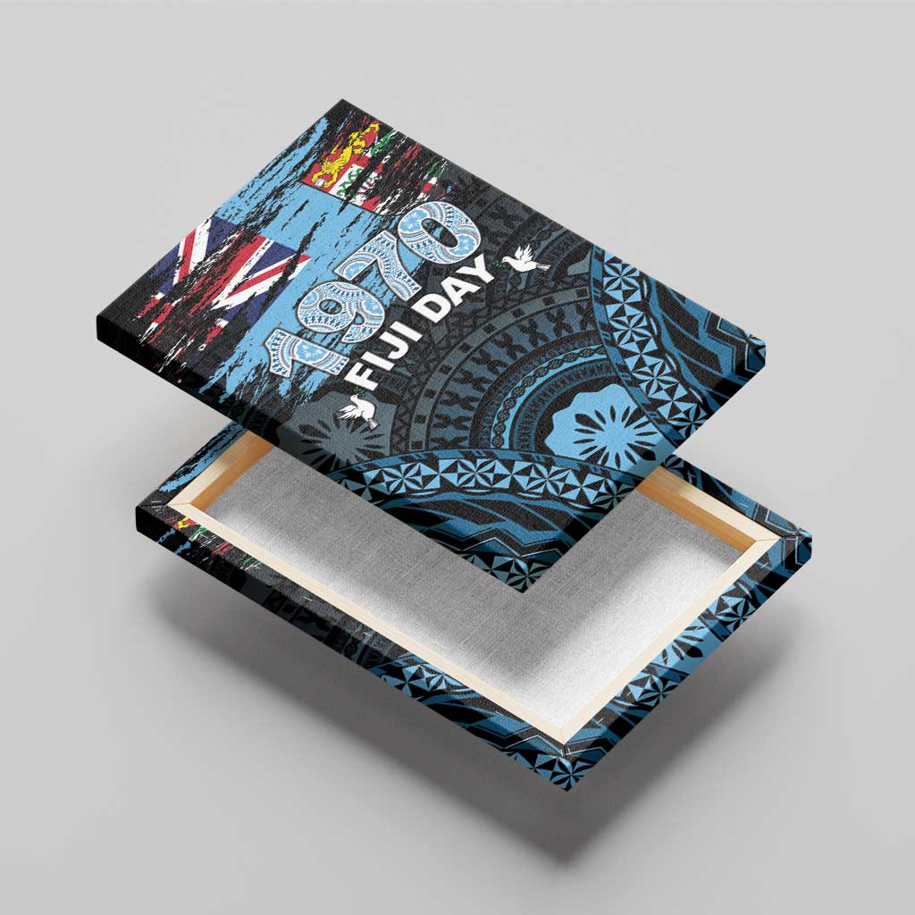 Happy Fiji Day 1970 Canvas Wall Art Flag Grunge Style LT05 - Polynesian Pride