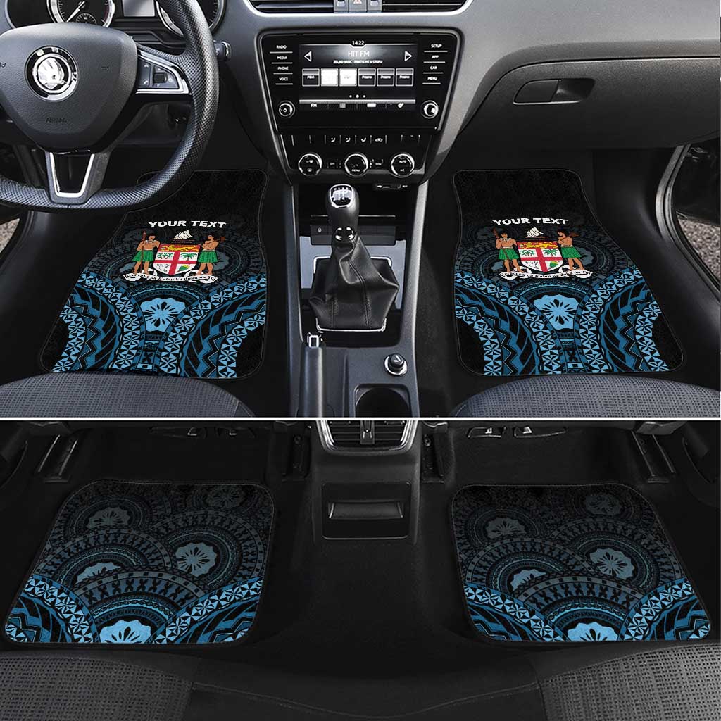 Happy Fiji Day 1970 Car Mats Flag Grunge Style LT05 Set 4pcs Black - Polynesian Pride