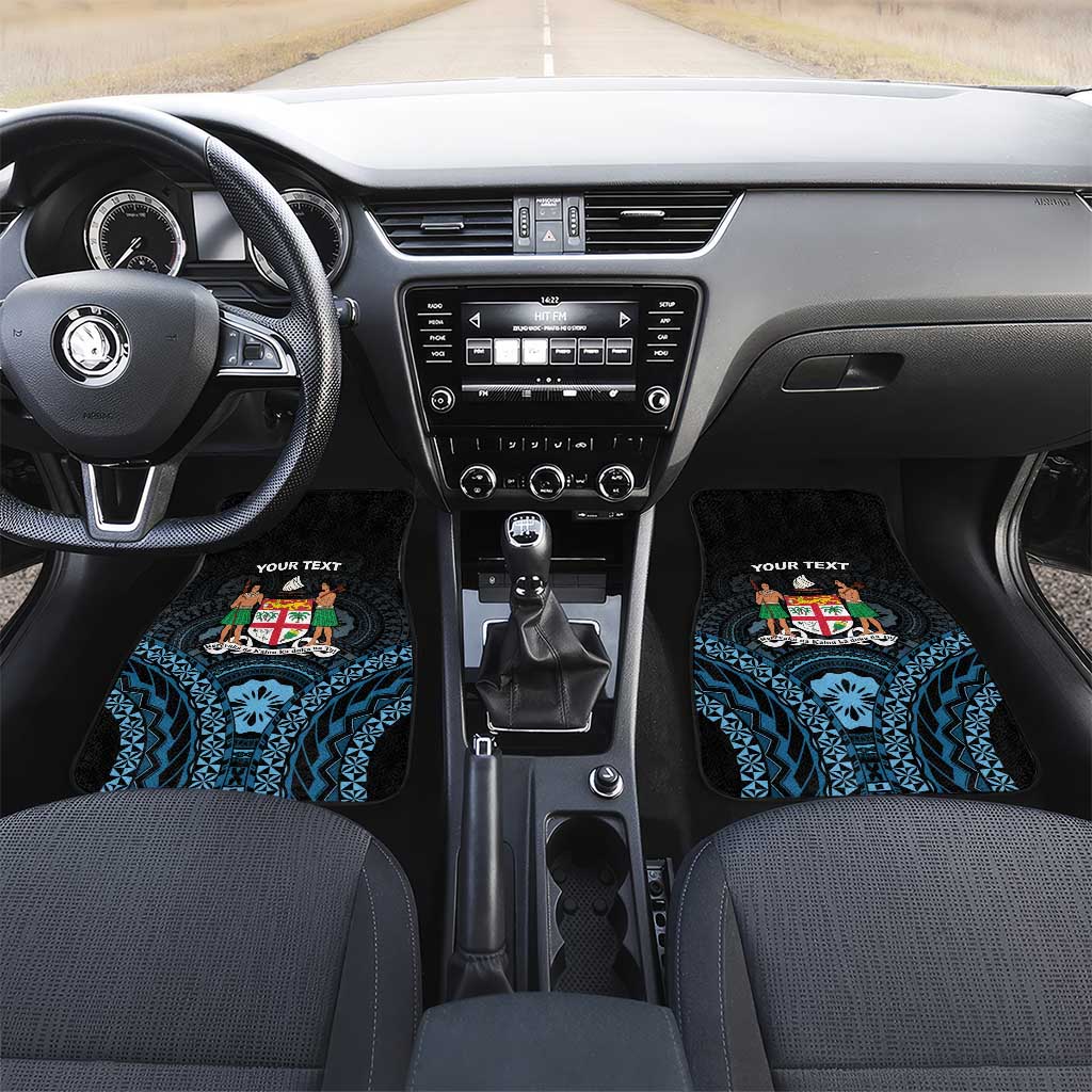 Happy Fiji Day 1970 Car Mats Flag Grunge Style LT05 Set 2pcs - Front Black - Polynesian Pride