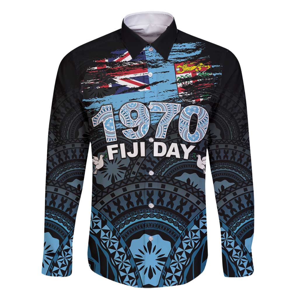 Personalised Happy Fiji Day 1970 Family Matching Mermaid Dress and Hawaiian Shirt Flag Grunge Style