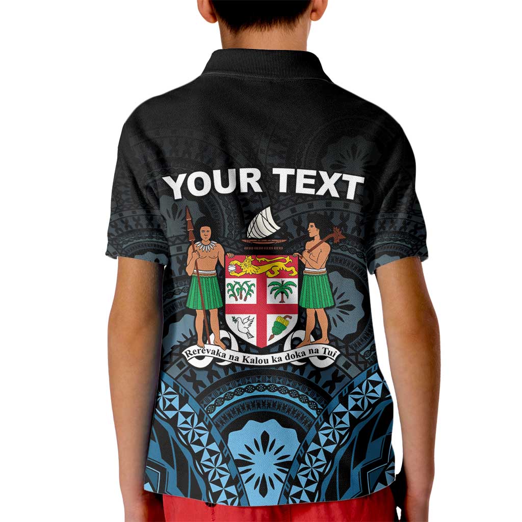 Personalised Happy Fiji Day 1970 Kid Polo Shirt Flag Grunge Style