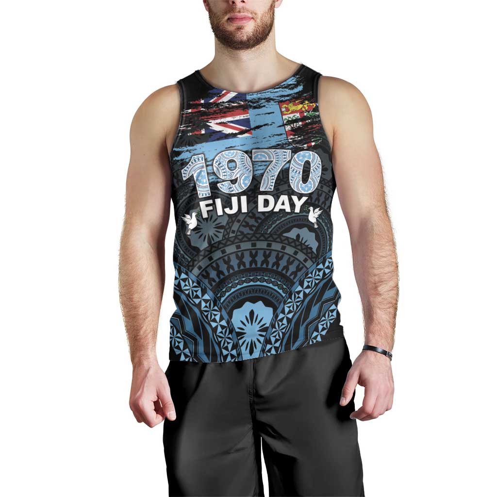 Personalised Happy Fiji Day 1970 Men Tank Top Flag Grunge Style LT05 - Polynesian Pride