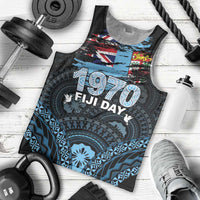 Personalised Happy Fiji Day 1970 Men Tank Top Flag Grunge Style LT05 - Polynesian Pride