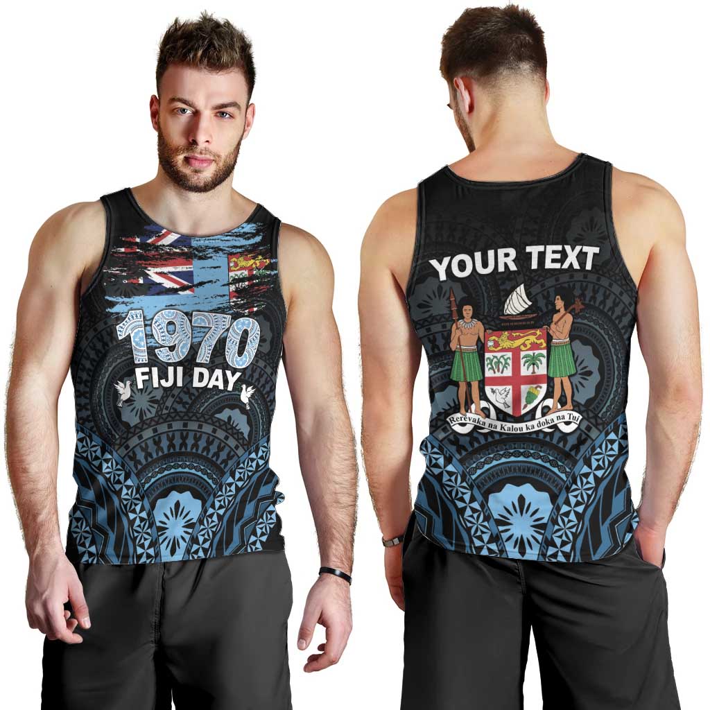 Personalised Happy Fiji Day 1970 Men Tank Top Flag Grunge Style LT05 - Polynesian Pride