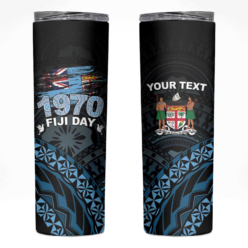 Personalised Happy Fiji Day 1970 Skinny Tumbler Flag Grunge Style