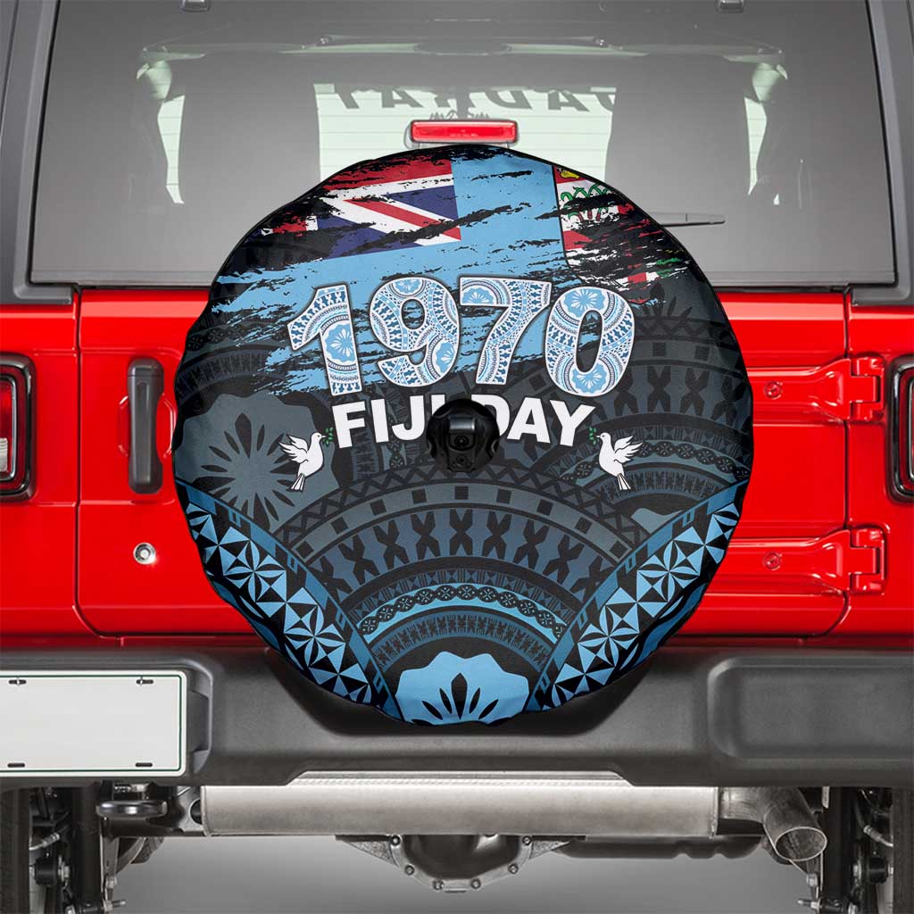 Happy Fiji Day 1970 Spare Tire Cover Flag Grunge Style LT05 - Polynesian Pride