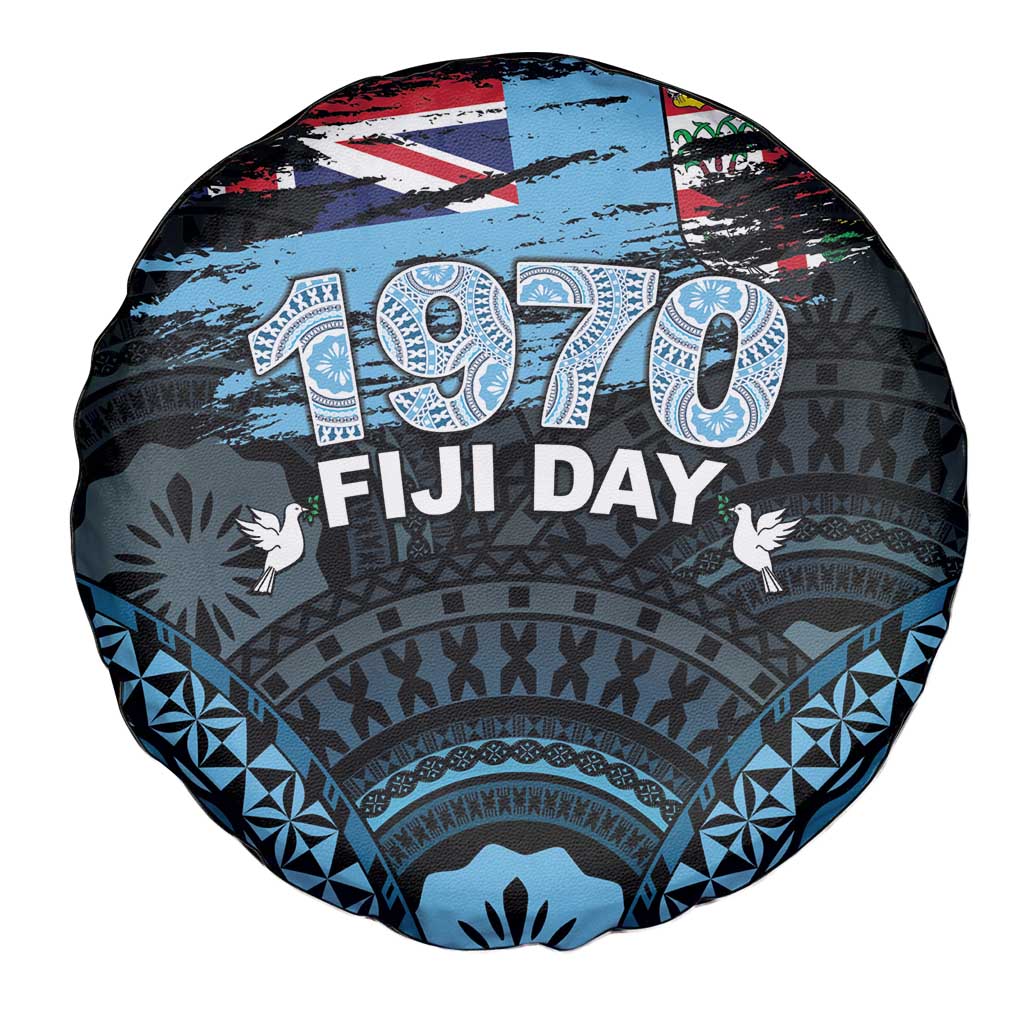 Happy Fiji Day 1970 Spare Tire Cover Flag Grunge Style LT05 - Polynesian Pride