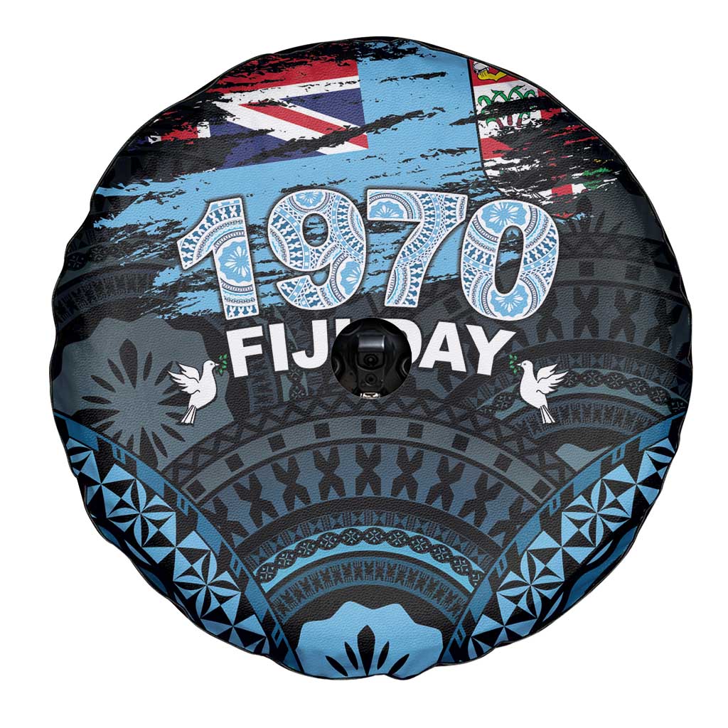 Happy Fiji Day 1970 Spare Tire Cover Flag Grunge Style LT05 - Polynesian Pride