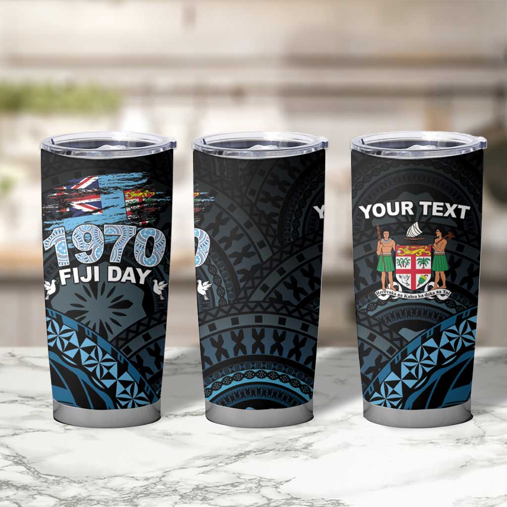 Personalised Happy Fiji Day 1970 Tumbler Cup Flag Grunge Style LT05 - Polynesian Pride
