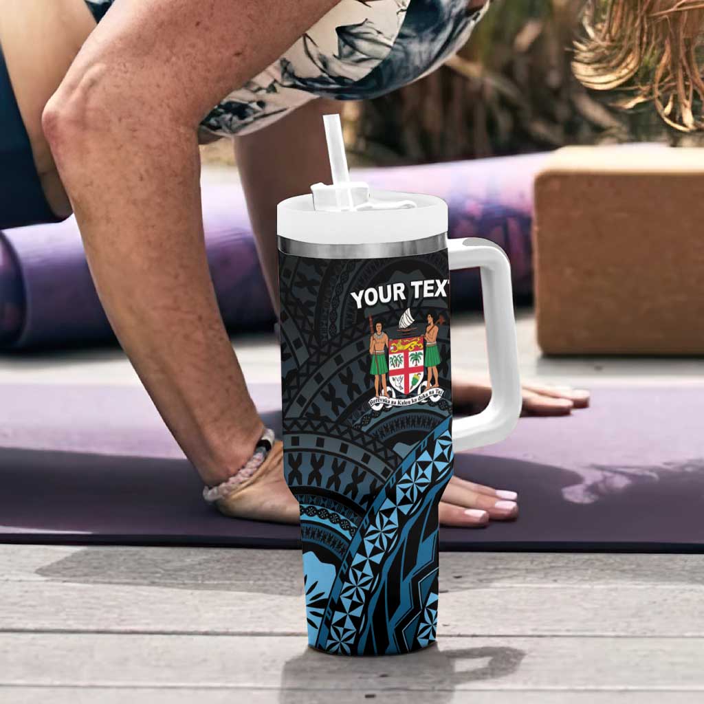 Personalised Happy Fiji Day 1970 Tumbler With Handle Flag Grunge Style LT05 - Polynesian Pride
