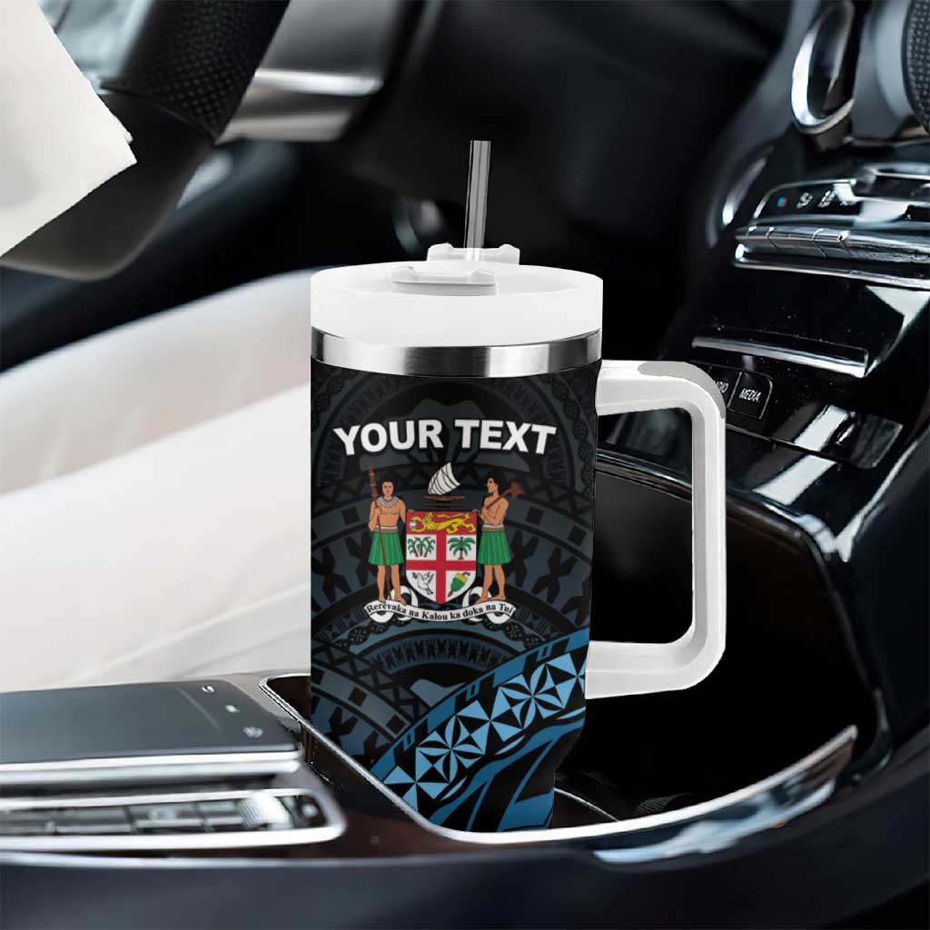 Personalised Happy Fiji Day 1970 Tumbler With Handle Flag Grunge Style LT05 - Polynesian Pride