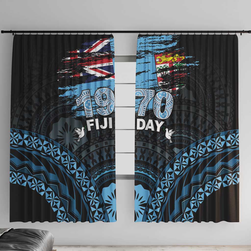 Happy Fiji Day 1970 Window Curtain Flag Grunge Style