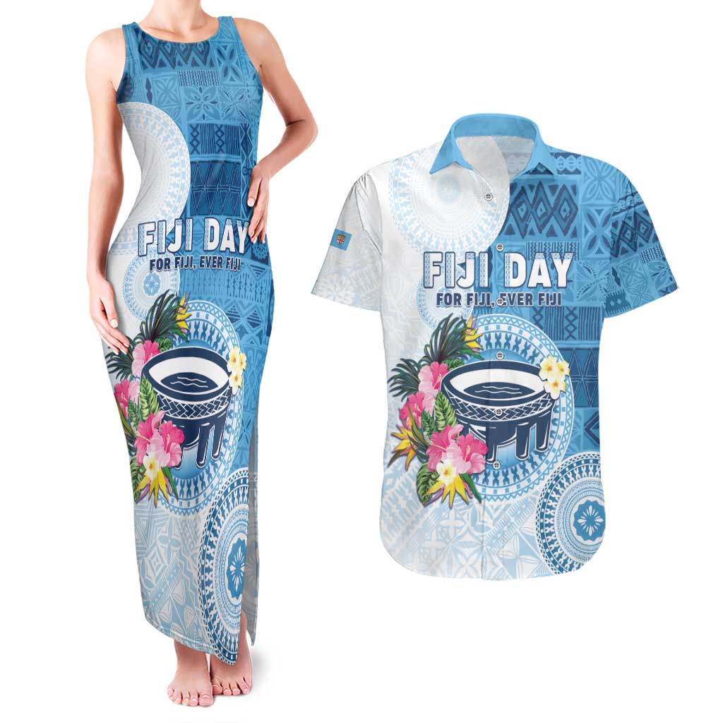 Fiji Day Couples Matching Tank Maxi Dress and Hawaiian Shirt Proud To Be Fijian