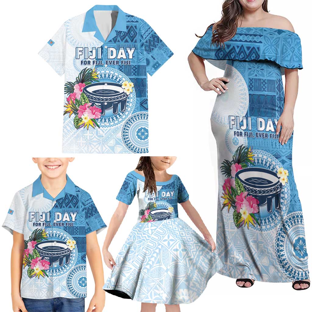 Fiji Day Family Matching Off Shoulder Maxi Dress and Hawaiian Shirt Proud To Be Fijian