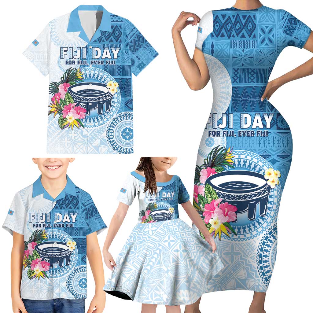 Fiji Day Family Matching Short Sleeve Bodycon Dress and Hawaiian Shirt Proud To Be Fijian