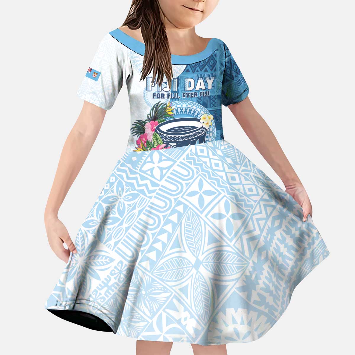 Fiji Day Kid Short Sleeve Dress Proud To Be Fijian