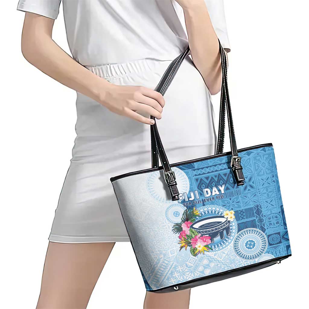 Fiji Day Leather Tote Bag Proud To Be Fijian LT05 - Polynesian Pride