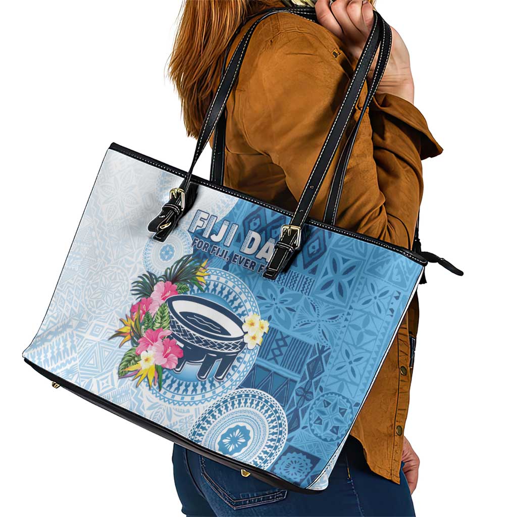 Fiji Day Leather Tote Bag Proud To Be Fijian LT05 - Polynesian Pride