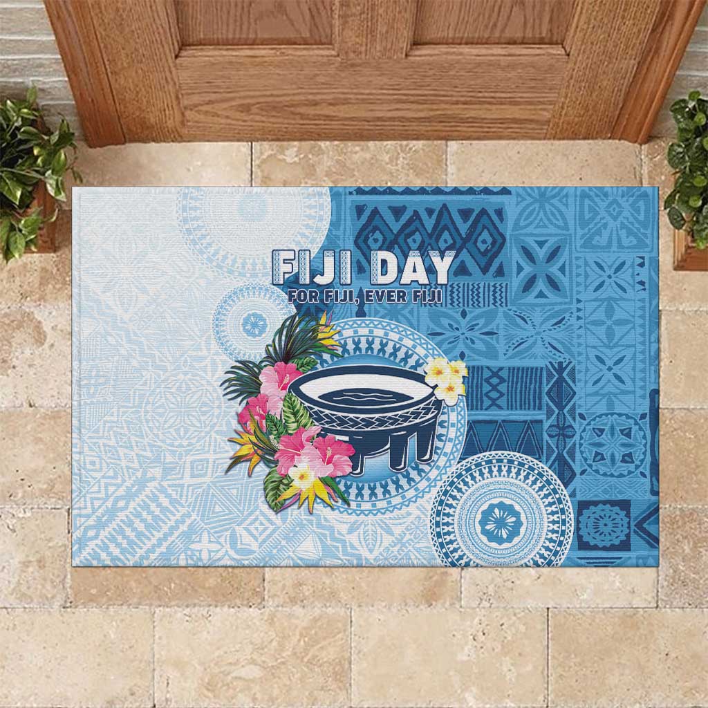 Fiji Day Rubber Doormat Proud To Be Fijian LT05 Blue - Polynesian Pride
