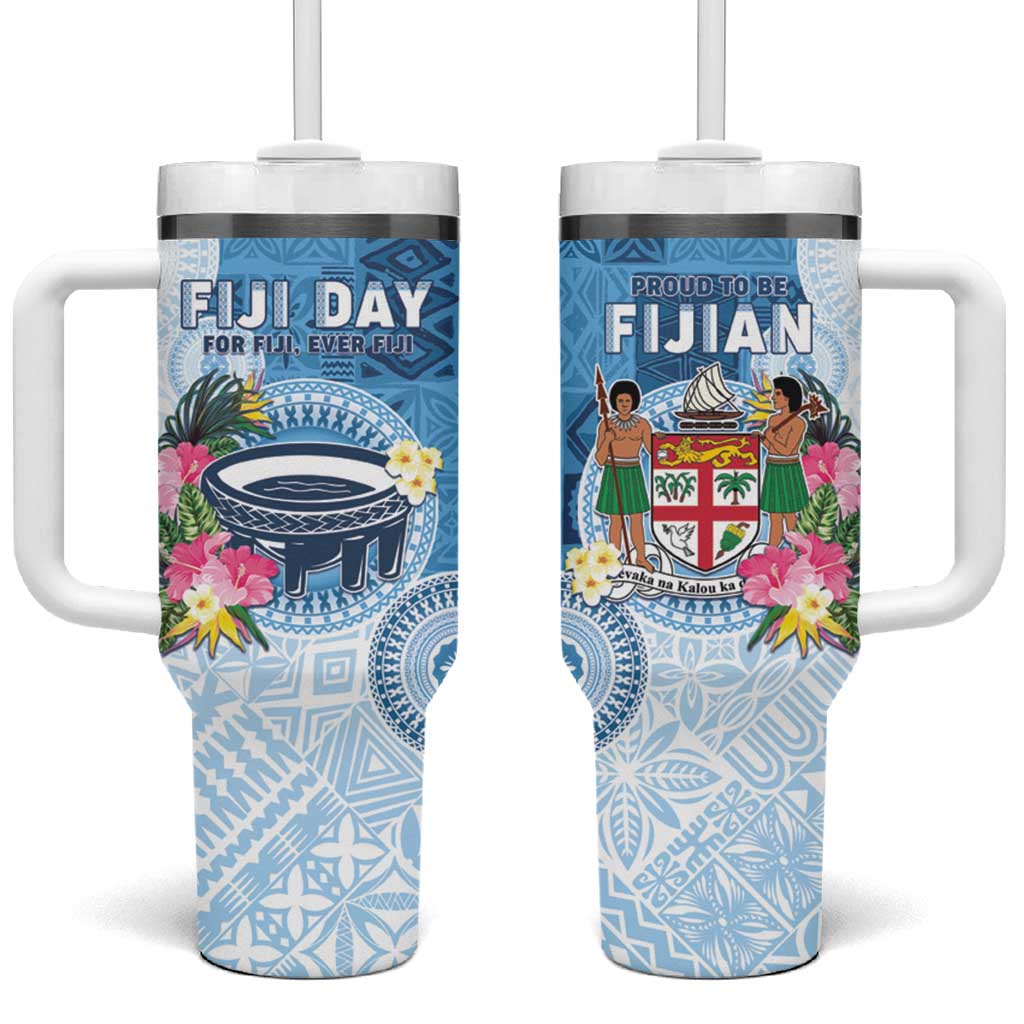Fiji Day Tumbler With Handle Proud To Be Fijian LT05 One Size: 40 oz Blue - Polynesian Pride