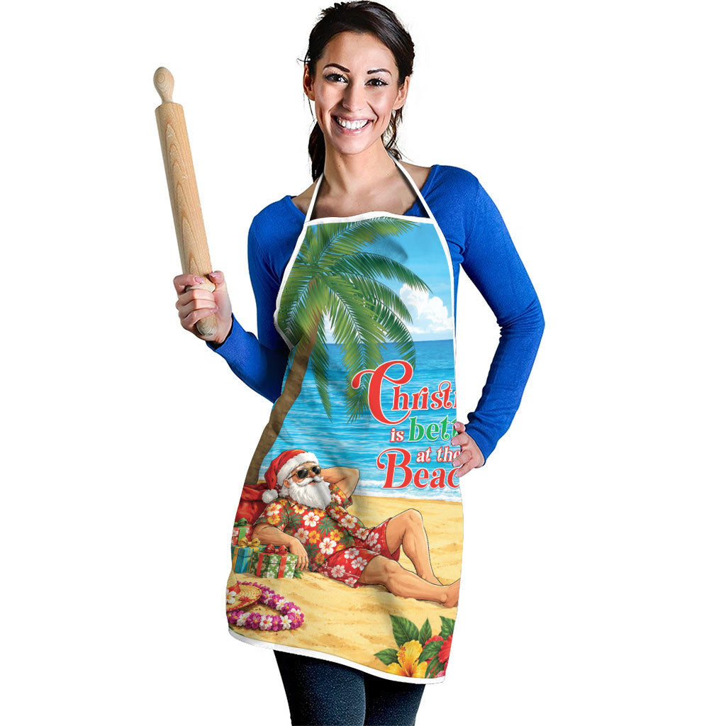 Hawaii Jolly Christmas Apron Xmas Is Better At The Beach LT05 - Polynesian Pride