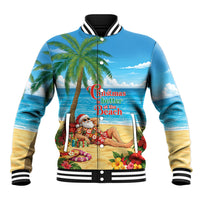 Hawaii Jolly Christmas Baseball Jacket Xmas Is Better At The Beach LT05 Unisex Blue - Polynesian Pride