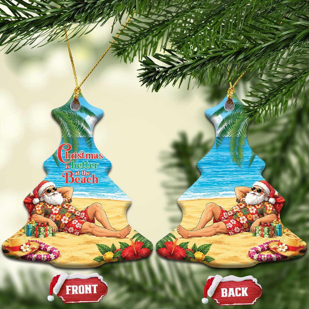 Hawaii Jolly Christmas Ceramic Ornament Xmas Is Better At The Beach LT05 Christmas Tree Blue - Polynesian Pride