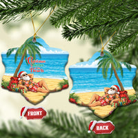 Hawaii Jolly Christmas Ceramic Ornament Xmas Is Better At The Beach LT05 Snow Flake Blue - Polynesian Pride