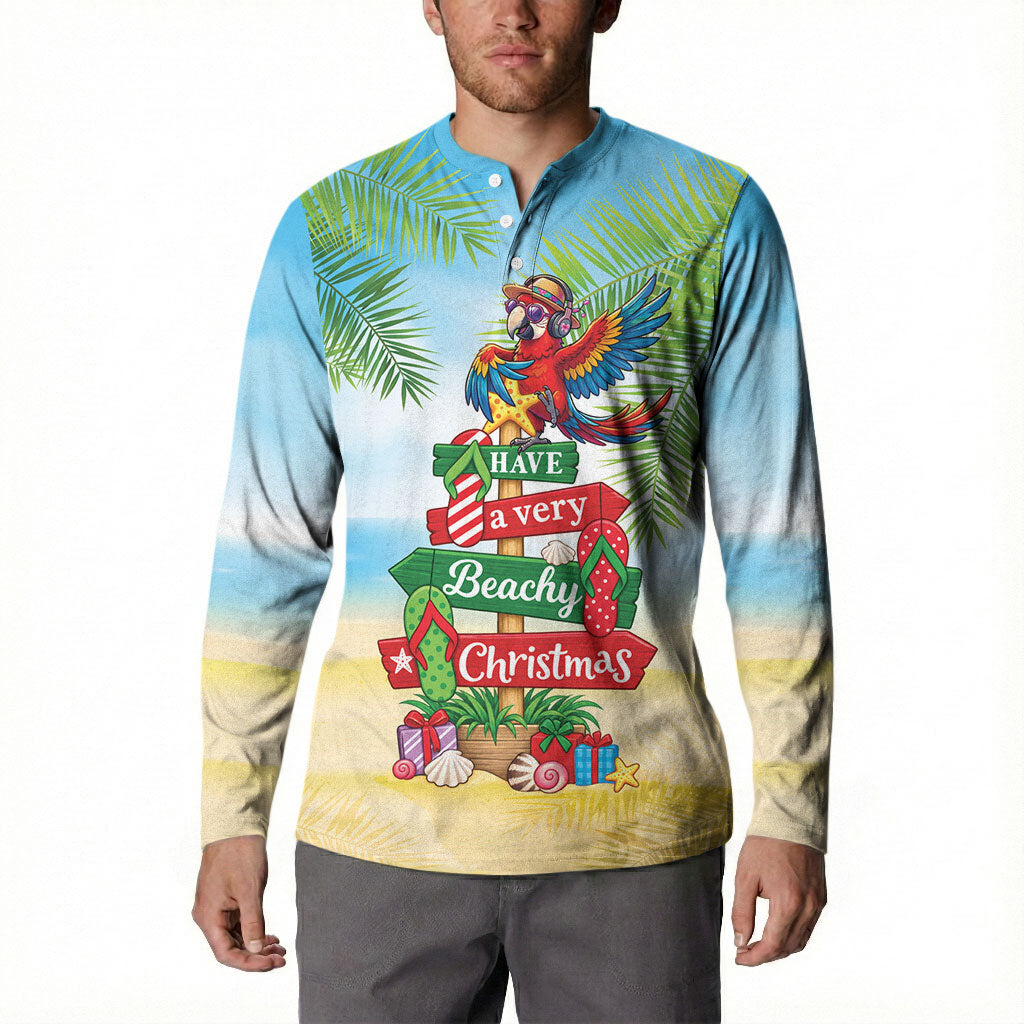 Hawaii Christmas Button Sweatshirt Have A Very Beachy Christmas LT05 - Polynesian Pride