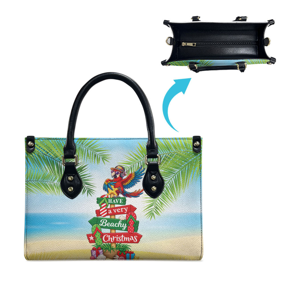 Hawaii Christmas Leather Bag Have A Very Beachy Christmas LT05 - Polynesian Pride