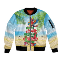Hawaii Christmas Sleeve Zip Bomber Jacket Have A Very Beachy Christmas LT05 Unisex Multicolor - Polynesian Pride