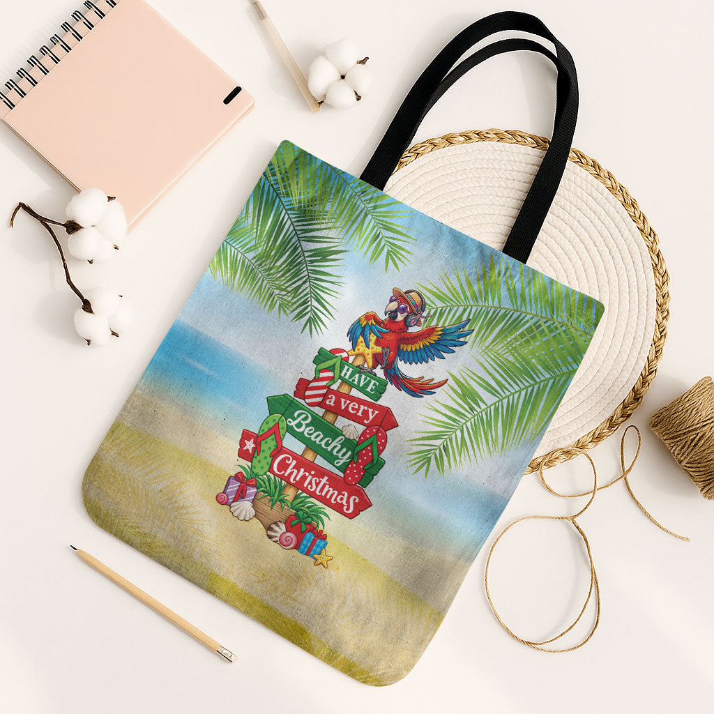 Hawaii Christmas Tote Bag Have A Very Beachy Christmas LT05 Black Strap One Size Multicolor - Polynesian Pride