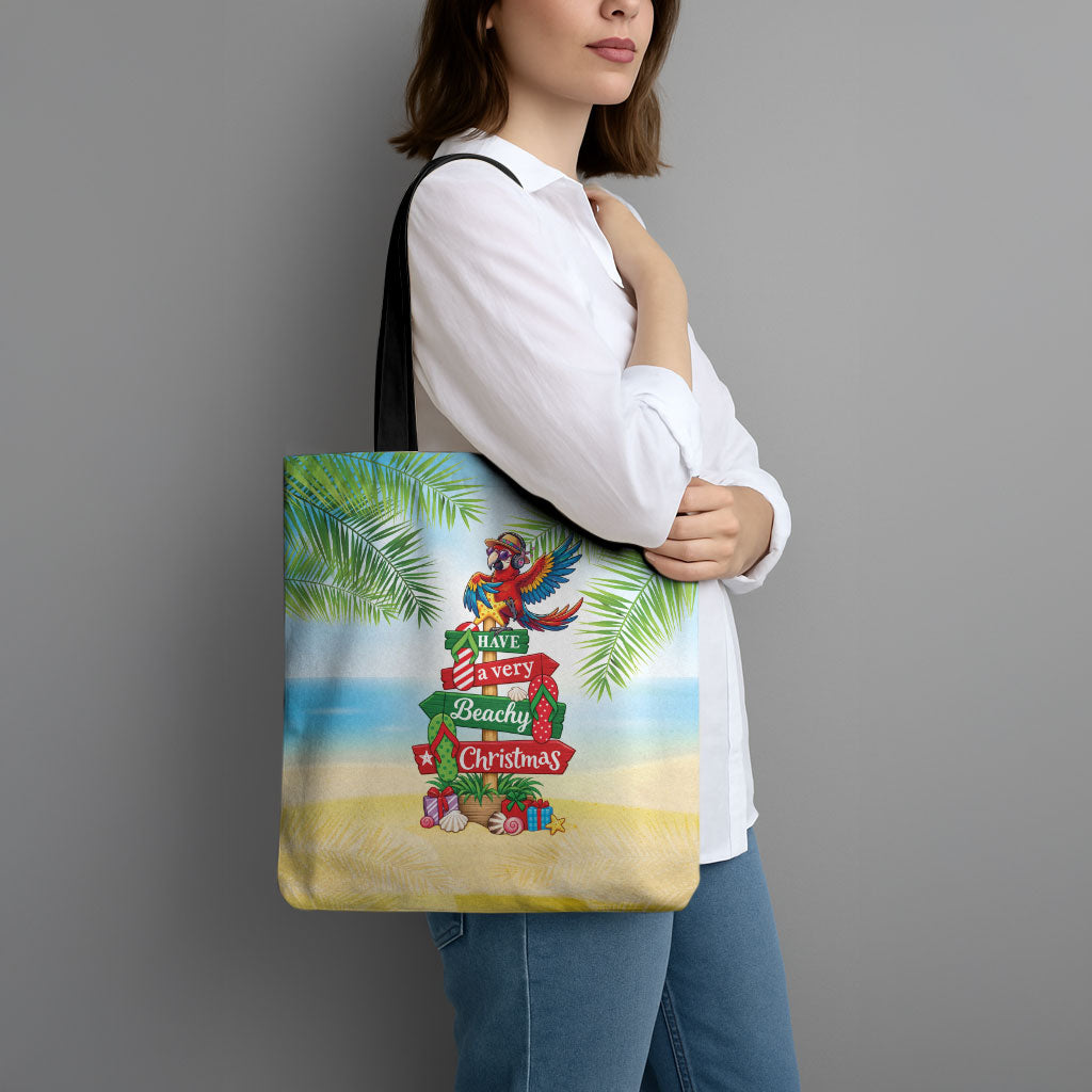 Hawaii Christmas Tote Bag Have A Very Beachy Christmas LT05 - Polynesian Pride