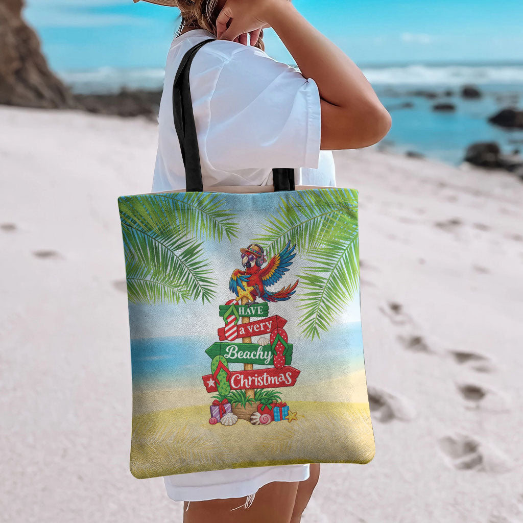 Hawaii Christmas Tote Bag Have A Very Beachy Christmas LT05 - Polynesian Pride