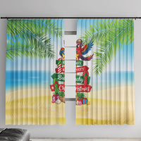 Hawaii Christmas Window Curtain Have A Very Beachy Christmas LT05 With Hooks Multicolor - Polynesian Pride