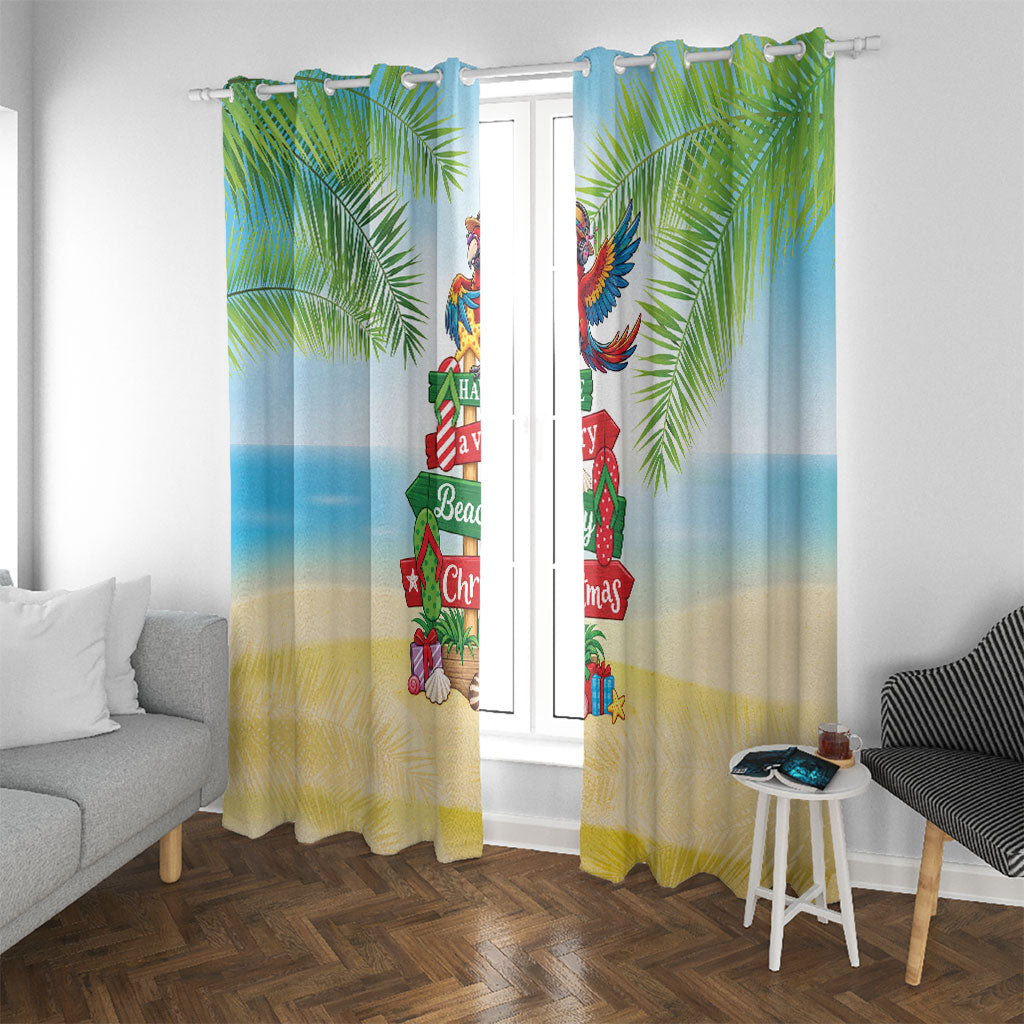 Hawaii Christmas Window Curtain Have A Very Beachy Christmas LT05 With Grommets Multicolor - Polynesian Pride