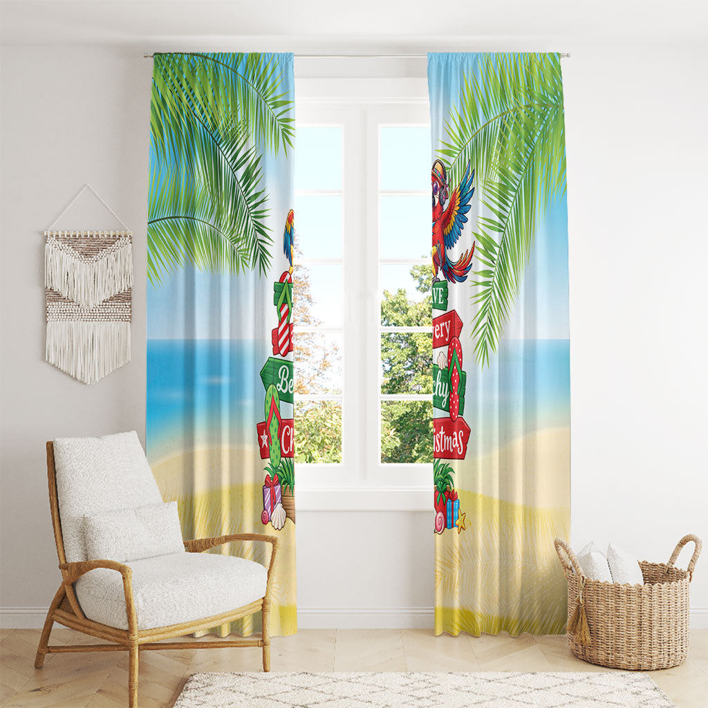 Hawaii Christmas Window Curtain Have A Very Beachy Christmas LT05 - Polynesian Pride