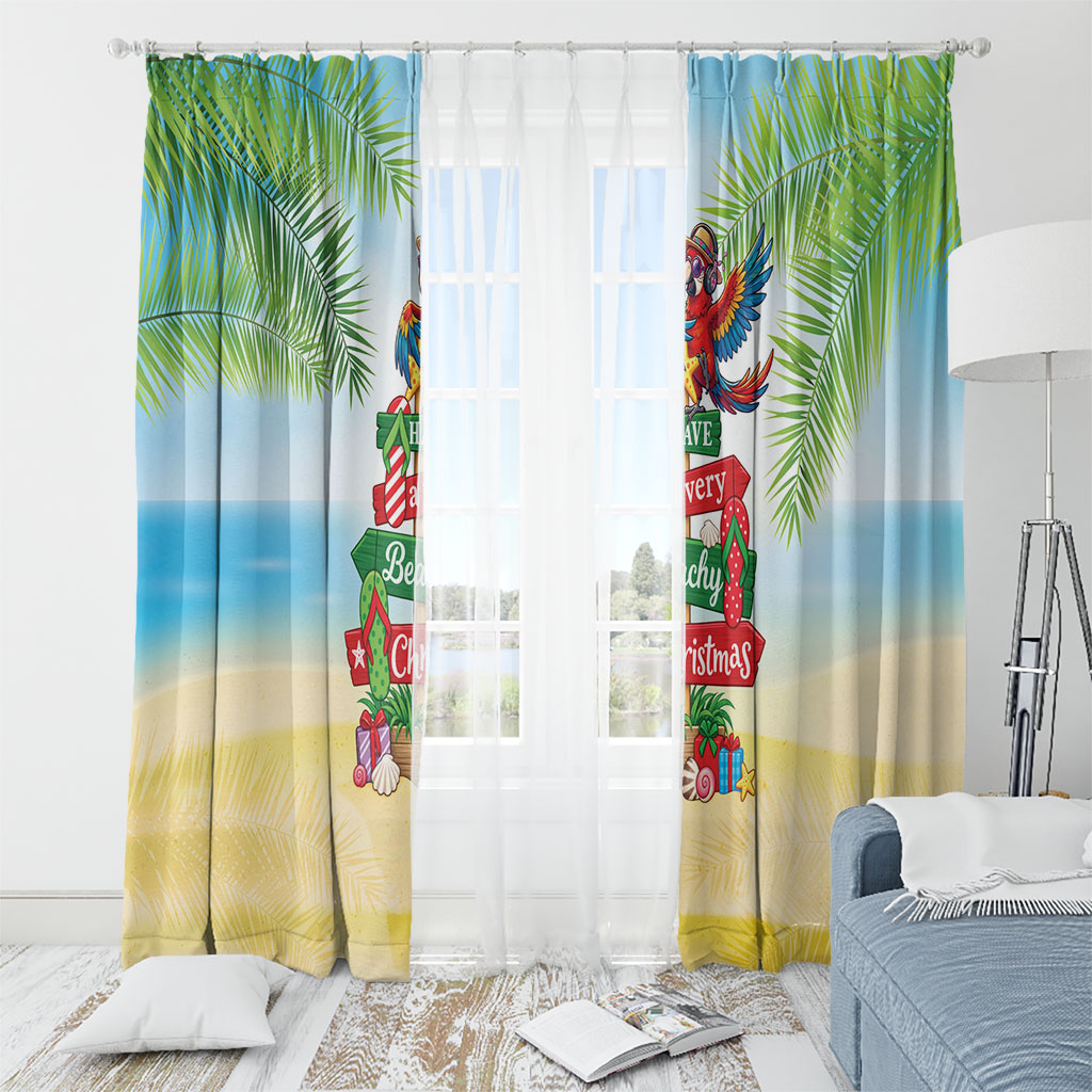Hawaii Christmas Window Curtain Have A Very Beachy Christmas LT05 - Polynesian Pride