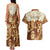 Personalized Fiji Spring Break Couples Matching Tank Maxi Dress and Hawaiian Shirt Fijian Tapa Pattern Brown LT05 - Polynesian Pride
