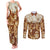 Personalized Fiji Spring Break Couples Matching Tank Maxi Dress and Long Sleeve Button Shirts Fijian Tapa Pattern Brown LT05 Brown - Polynesian Pride