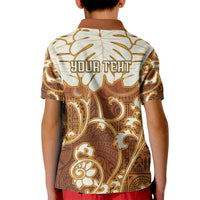Personalized Fiji Spring Break Kid Polo Shirt Fijian Tapa Pattern Brown LT05 - Polynesian Pride